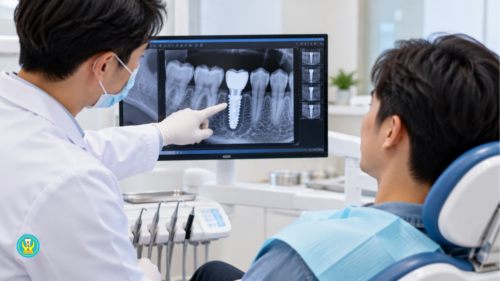 Người bệnh tái khám định kỳ để bác sĩ theo dõi quá trình lành thương sau cấy implant