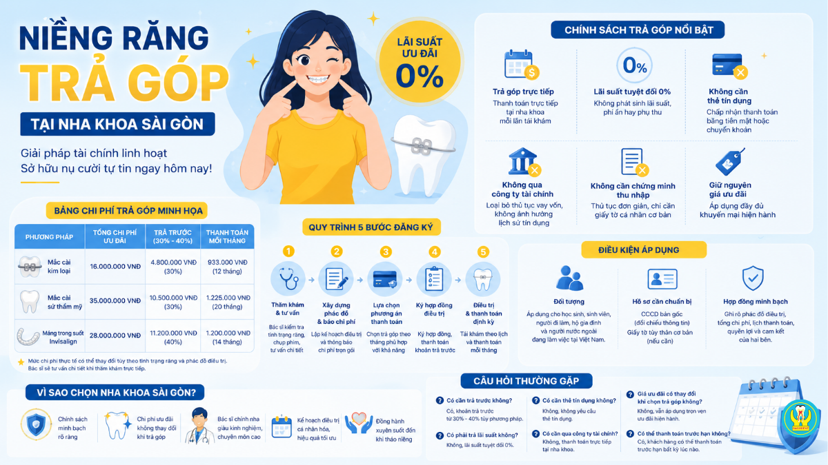 Niềng răng trả góp tại Nha khoa Sài Gòn