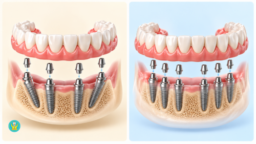 Phục hình toàn hàm All-on-4 với 4 trụ và All-on-6 với 6 trụ implant